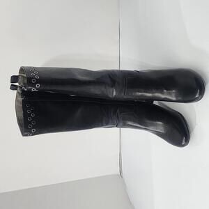 906 Kim Rogers JENNA Tall‎ Black Boots Block Heel Size 6M